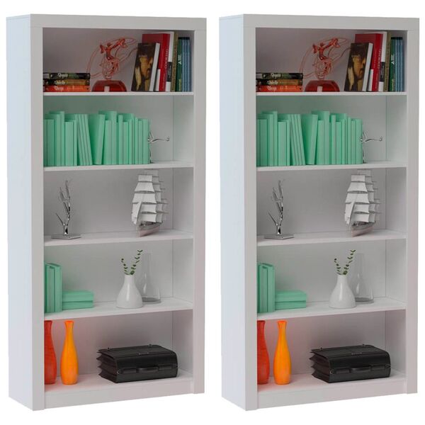 Kit 02 Livreiros Estante Painel Aziz B03 Branco - Lyam Decor