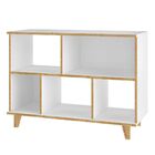 Kit 02 Livreiros Estante Painel Pés De Madeira Nara B03 Branc