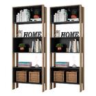 Kit 02 Livreiros Nampa Carvalho Rústico Preto Fosco