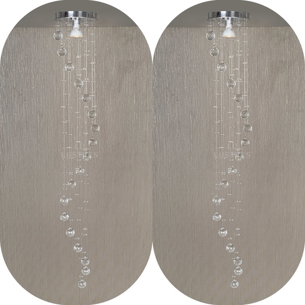 Kit 02 Lustre Em Cristais Para Quarto Lavabo Com Até 1,50m 1,