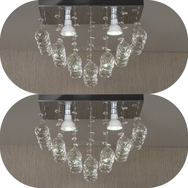 Kit 02 Lustres Pendentes De Cristal Legítimo Alto Brilho 30cm