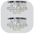 Kit 02 Lustres Plafon De Cristais Moderno Para Sala 25cm Bivo