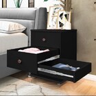 Kit 02 Mesa De Cabeceira Com Compartimento Secreto Bond Preto