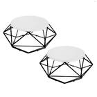 Kit 02 Mesa De Centro Life Industrial Pé Ferro Preto Tampo Ma