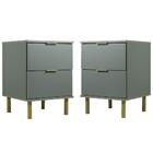 Kit 02 Mesas De Cabeceira 2 Gavetas Pes Madeira Dm125 Dtall