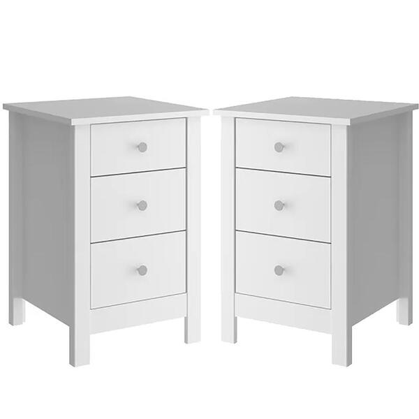 Kit 02 Mesas De Cabeceira 3 Gavetas 36 Cm Dm113 Dtall