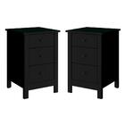 Kit 02 Mesas De Cabeceira 3 Gavetas 36 Cm Dm113 Dtall