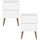 Kit 02 Mesas De Cabeceira Com 02 Gavetas Mb 2015 B02 Branco -