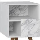 Kit 02 Mesas De Cabeceira Com Porta Retrô Branco Carrara - Be