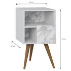 Kit 02 Mesas De Cabeceira Com Porta Retrô Branco Carrara - Be