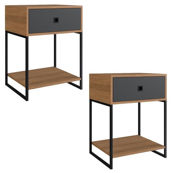 Kit 02 Mesas De Cabeceira Estilo Industrial 01 Gvt P1026 Pp