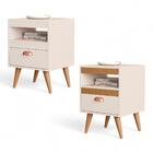 Kit 02 Mesas De Cabeceira Flex Sal Off White E Ypê Sal