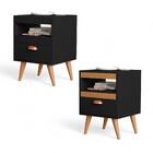 Kit 02 Mesas De Cabeceira Flex Sal Preto E Ypê Sal Movelaria