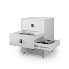 Kit 02 Mesas De Cabeceira Land Branca Com 3 Gavetas