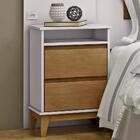 Kit 02 Mesas De Cabeceira Mdf/madeira Maciça 2800 Prata Fnt