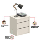 Kit 02 Mesas De Cabeceira Organizadora Nala 3 Gavetas Branco