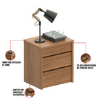 Kit 02 Mesas De Cabeceira Organizadora Nala 3 Gavetas Noce -