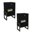 Kit 02 Mesas De Cabeceira Wolli Com 01 Gaveta Preto - D'rossi