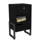 Kit 02 Mesas De Cabeceira Wolli Com 01 Gaveta Preto - D'rossi