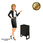 Kit 02 Mesas De Cabeceira Wolli Com 02 Gavetas Preto - D'rossi