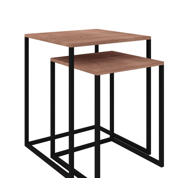 Kit 02 Mesas Laterais De Apoio Preto Fosco/barona Industrial