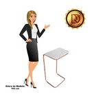 Kit 02 Mesas Lateral Tampo Preto Multiuso Para Sofá Base Metá