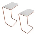 Kit 02 Mesas Lateral Tampo Preto Multiuso Para Sofá Base Metá