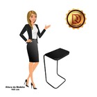 Kit 02 Mesas Lateral Tampo Preto Multiuso Para Sofá Base Metá