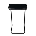 Kit 02 Mesas Lateral Tampo Preto Multiuso Para Sofá Base Metá