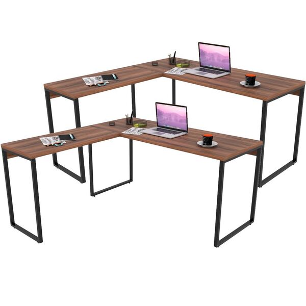 Kit 02 Mesas Para Escritório Home Office Estilo Industrial Em