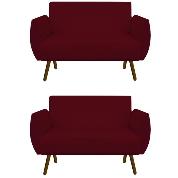 Kit 02 Namoradeira Kelly Pés Palito Suede Marsala - D'classe