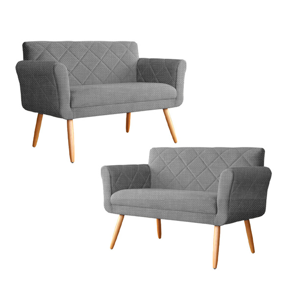 Kit 02 Namoradeiras Isabela Linho Cores - Ds Estofados - Cinza