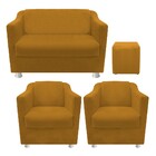 Kit 02 Poltrona  01 Namoradeira Tilla E 01 Puff Dado Suede Mo