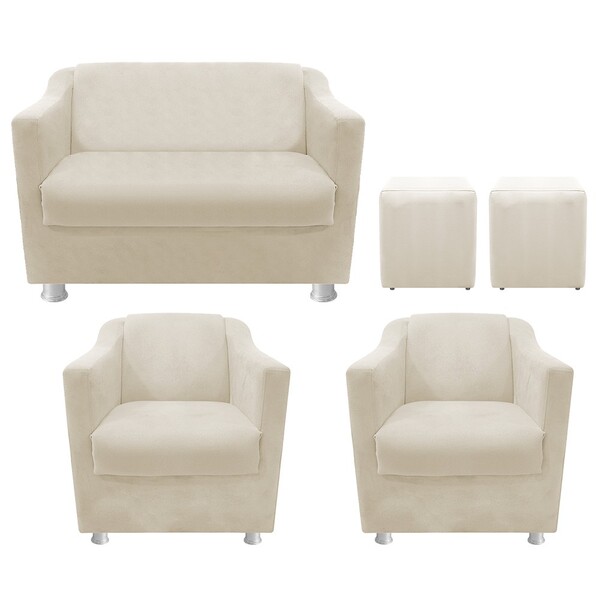 Kit 02 Poltrona  01 Namoradeira Tilla E 02 Puffs Dado Corano