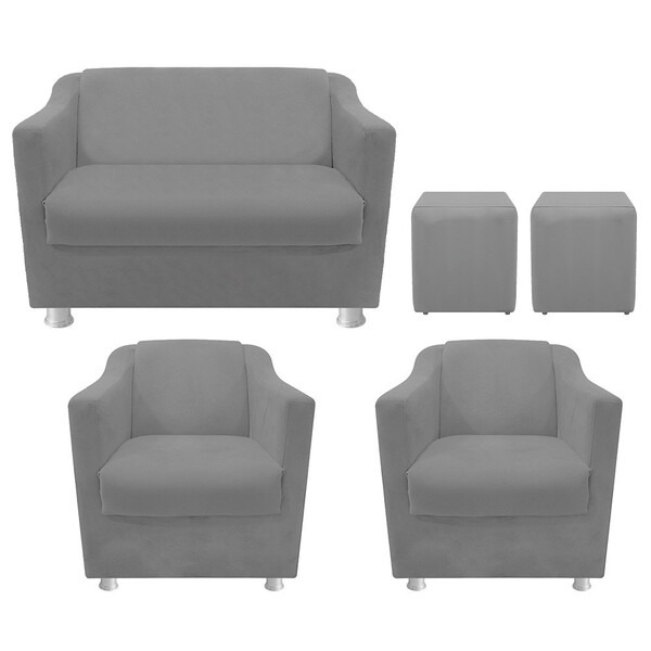 Kit 02 Poltrona  01 Namoradeira Tilla E 02 Puffs Dado Corano