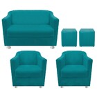 Kit 02 Poltrona  01 Namoradeira Tilla E 02 Puffs Dado Suede A