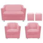 Kit 02 Poltrona  01 Namoradeira Tilla E 02 Puffs Dado Suede R