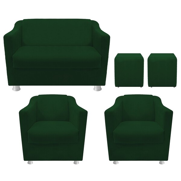 Kit 02 Poltrona  01 Namoradeira Tilla E 02 Puffs Dado Suede V