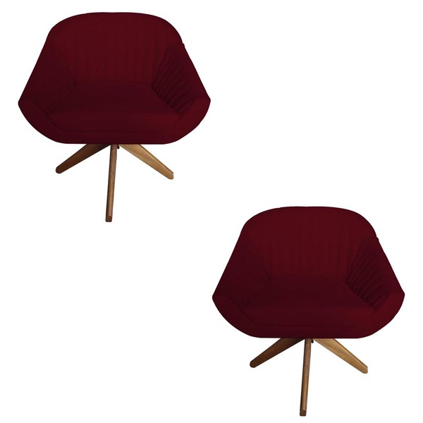 Kit 02 Poltrona Anitta Giratória Suede Marsala - D'classe Dec