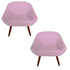 Kit 02 Poltrona Anitta Pés Palito Suede Rosa Bebê - D'classe