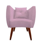 Kit 02 Poltrona Bia Pés Palito Suede Rosa Bebê - D'classe Dec