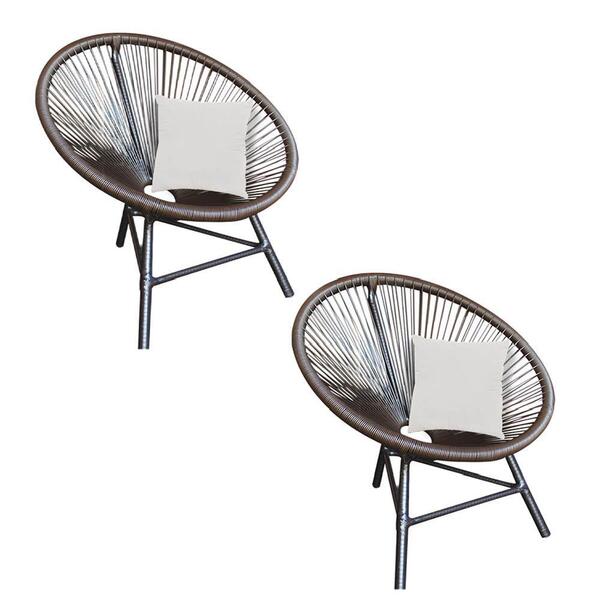 Kit 02 Poltrona Cadeira Acapulco Marrom Almofada Branco