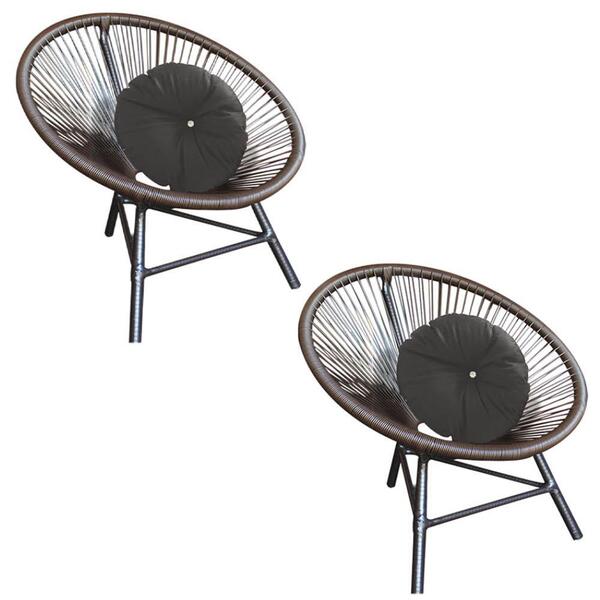 Kit 02 Poltrona Cadeira Acapulco Marrom Almofada Cinza