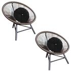 Kit 02 Poltrona Cadeira Acapulco Marrom Almofada Preto