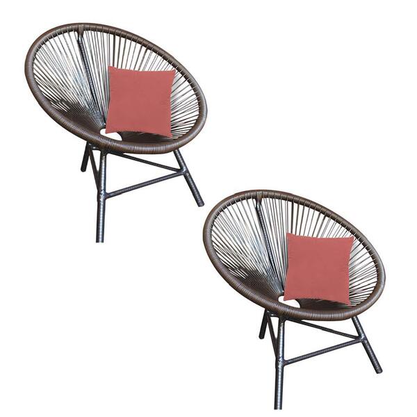 Kit 02 Poltrona Cadeira Acapulco Marrom Almofada Rose Gold