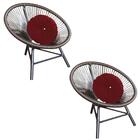 Kit 02 Poltrona Cadeira Acapulco Marrom Almofada Vermelho