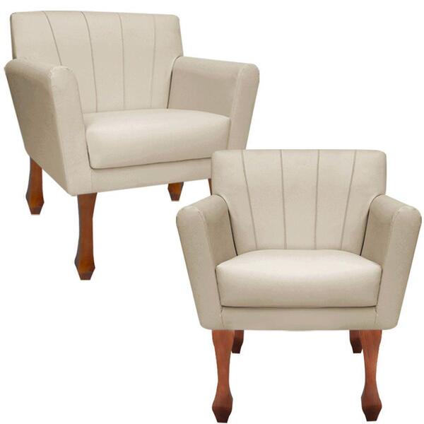 Kit 02 Poltrona Cadeira Confortável Iza Bege