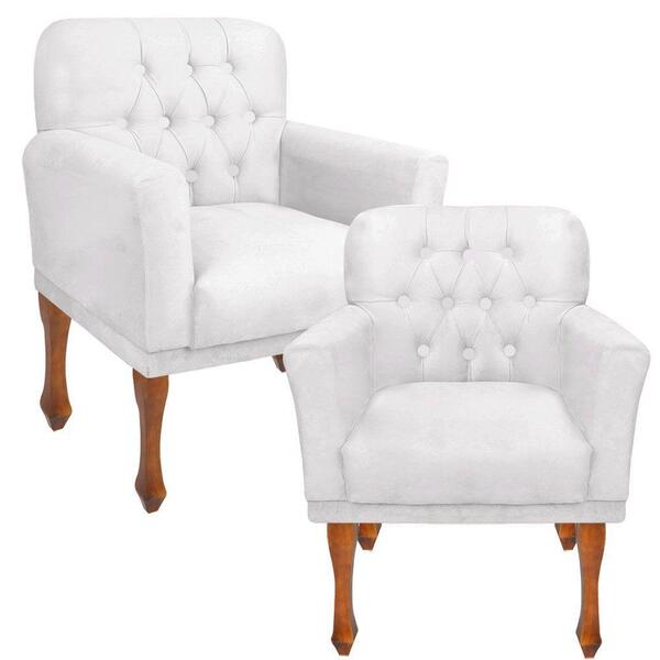 Kit 02 Poltrona Cadeira Decorativa Confortável Branco