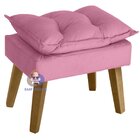Kit 02 Poltrona/cadeira Decorativa E Puff Glamour Rosê Com Pé