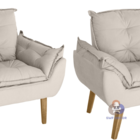 Kit 02 Poltrona/cadeira Decorativa Glamour Bege Com Pés Quadr